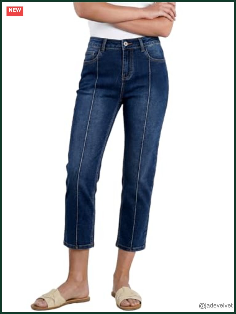 Mid Rise Skinny Capri Jeans With Front Seam Tummy Control